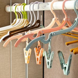 Wholesale Portable Foldable Plastic <b>Hangers</b> with Clips for Travel & Organizing Socks - Product Image 5