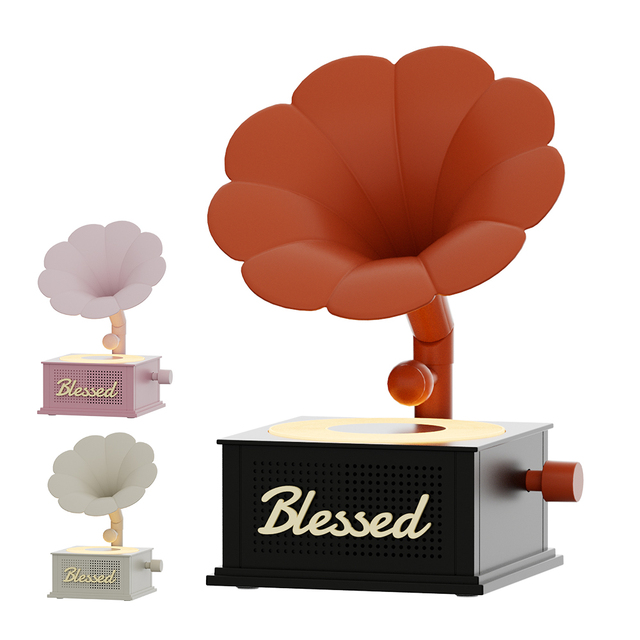 Lucky Gramophone Flower-shaped Gramophone Wireless Speaker 5W Classic Design Portable Audio Device for Home Mobile Phone Gift