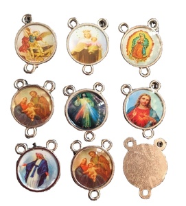 3 gaten zinklegering rozenkrans center katholieke icoon charme religieuze medaille connector - Product Image 5