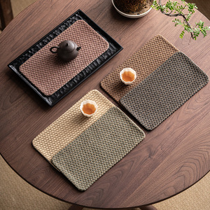 Chinese Style Tea <b>Mat</b> Cotton Linen Rectangle Waterproof Heat Insulating Tea Ceremony Accessory - Product Image 1