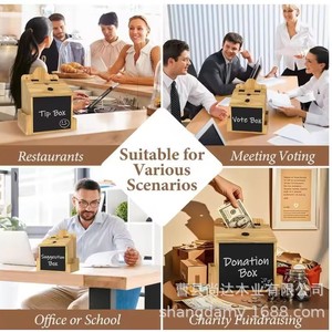 Buzón de Pared Retro de Madera con Cerradura, Buzón de Sugerencias, Buzón de Donaciones, Buzón Multifuncional para Votaciones y Comentarios - Product Image 5