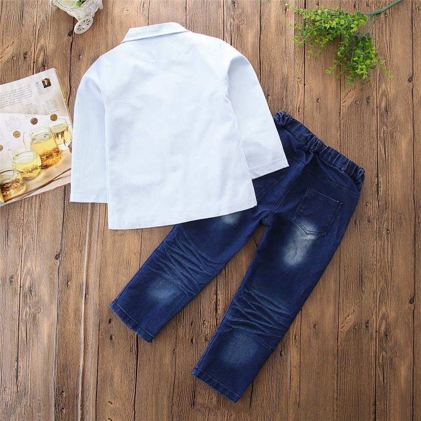 Ensemble 3 Pièces Veste Jean + T-Shirt + Jean Garçon 1-2 Ans - Printemps Automne Bleu