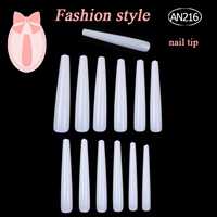 TSZS ABS Extra Long 4XL Ballerina Nail Tips Clear Natural Full Cover Fingernail Tips 12 Sizes Artificial Nails for Extension
