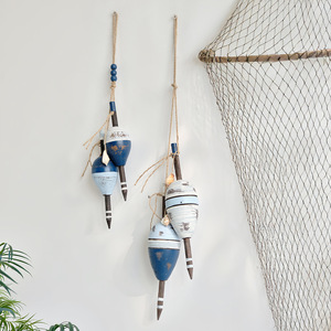 Mediterranean Style Wooden Float Wall <b>Decoration</b> Distressed Blue White Hanging Home Decor For Living Room Bedroom Commercial - Product Image 4