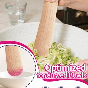 Bâton de pressage en bois de hêtre à double tête graduée pour bols courbés, outil domestique pour la fermentation et la mise en conserve - Product Image 1