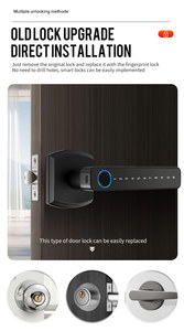 Serrure de porte intelligente biométrique TTlock Tuya avec poignée de porte à levier C et cylindre avec serrures - Product Image 5