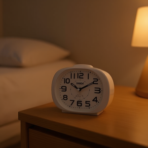 Sanda Silent Alarm <b>Clock</b> 12x10x5.5cm Black <b>White</b> Red Silver Color Options For Bedroom Use - Product Image 1