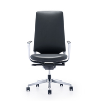 Chaise de bureau pivotante ergonomique en cuir PU gris avec structure en acier inoxydable et fonction de levage