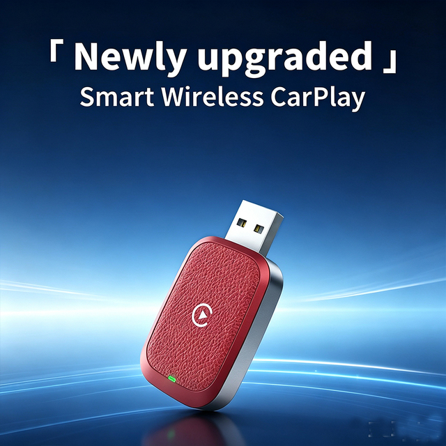 Plug and Play Portable 2 in 1 Mini Wireless Carplay Adapter Support Apple CarPlay & Android Auto for Car Stereo