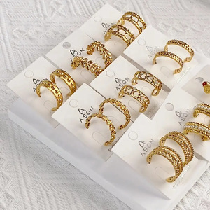 Fashion <b>Clip</b>-<b>on</b> <b>Earrings</b> C-shaped Hollow Stud Stainless Steel Women Party Jewelry Geometric Plant Design EA327201G - Product Image 1