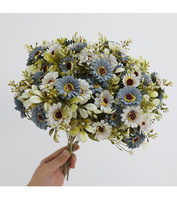 Bouquet de fleurs artificielles en soie de haute qualité, petites marguerites et camomilles, couleur automne, décoration pour la maison, mariage, table à manger, extérieur