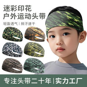 Childrens <b>Sports</b> <b>Headband</b> Camouflage Print Breathable Sweat Absorbing For Basketball Running Kids - Product Image 3