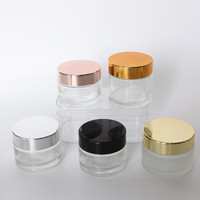 Pot Cosmétique en Verre Transparent 30ml 50ml 100ml 50g 100g, Pot Vide pour Crème et Baume à Lèvres