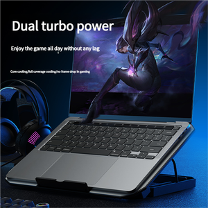 Support de refroidissement pour ordinateur <span class=keywords><strong>portable</strong></span> Aidecoolr N22 à double ventilateur, refroidissement par air, en plastique, fonctionnement silencieux, angle réglable pour toutes les tailles d'ordinateurs portables, en stock - Product Image 4