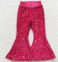 Pantalon de danse évasé scintillant à sequins pour filles, tenue de performance écologique en polyester/coton multicolore, vente en gros