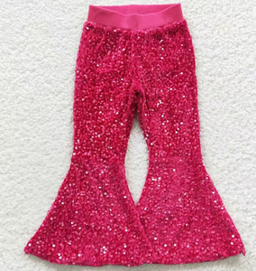 Pantalon de danse évasé scintillant à sequins pour filles, tenue de performance écologique en polyester/coton multicolore, vente en gros - Product Image 5