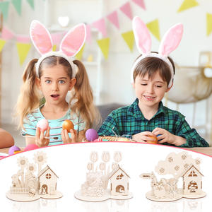 Pascua DIY <span class=keywords><strong>muñecas</strong></span> <span class=keywords><strong>de</strong></span> madera para niños decoraciones <span class=keywords><strong>de</strong></span> mesa nuevo pequeño conejo y <span class=keywords><strong>casa</strong></span> <span class=keywords><strong>de</strong></span> huevo rompecabezas para fiestas - Product Image 1