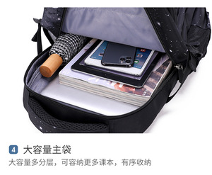 Waterproof Polyester Lining School Backpack Trolley <b>Bag</b> with Zipper Closure Wheeled for Boys and Girls Students - Product Image 5
