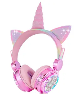 2023 nuovo pieghevole light up cambia colore LED Wireless Unicorn Headphone