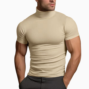 Camiseta de manga corta de color sólido para hombre, informal, de negocios, ajustada, elástica, de alta calidad, 2025 - Product Image 5