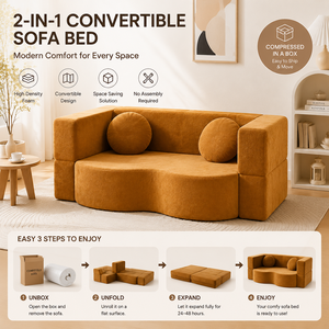 Sofá Cama Modular Convertible <span class=keywords><strong>2</strong></span> <span class=keywords><strong>en</strong></span> <span class=keywords><strong>1</strong></span>, Sillón de Esponja <span class=keywords><strong>en</strong></span> Forma de U, Colchón Plegable para Invitados, para Sala de Estar y Dormitorio - Product Image 6