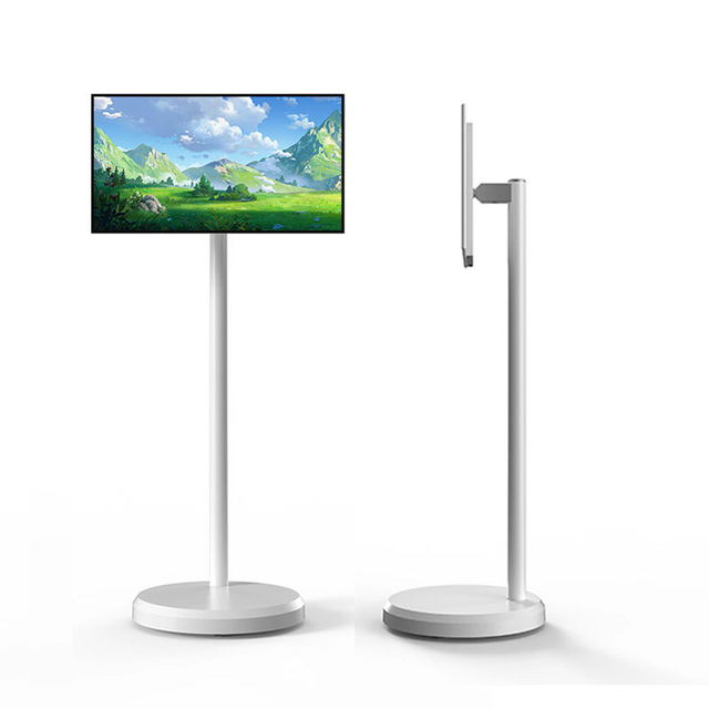 24" Smart Portable TV Wireless Movable Android 12 Ultra-narrow Bezel Indoor Rolling TV With Built-in Camera