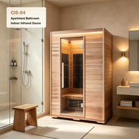 Cabine de sauna infrarouge étroite et large 1500x1100x2000mm en bois de pruche/cèdre/épicéa, cabine vapeur 2 personnes pour appartements et hôtels de charme