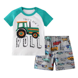 Ensemble T-shirt et short d'été pour enfants, motif dinosaure, en coton, pour filles et garçons, tenue pour bébés à manches courtes - Product Image 5