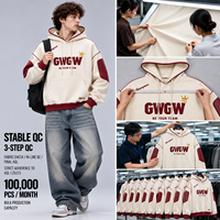 Sweat-shirt à capuche surdimensionné pour homme en cuir PU personnalisé avec empiècements colorés et manches contrastées, poids lourd