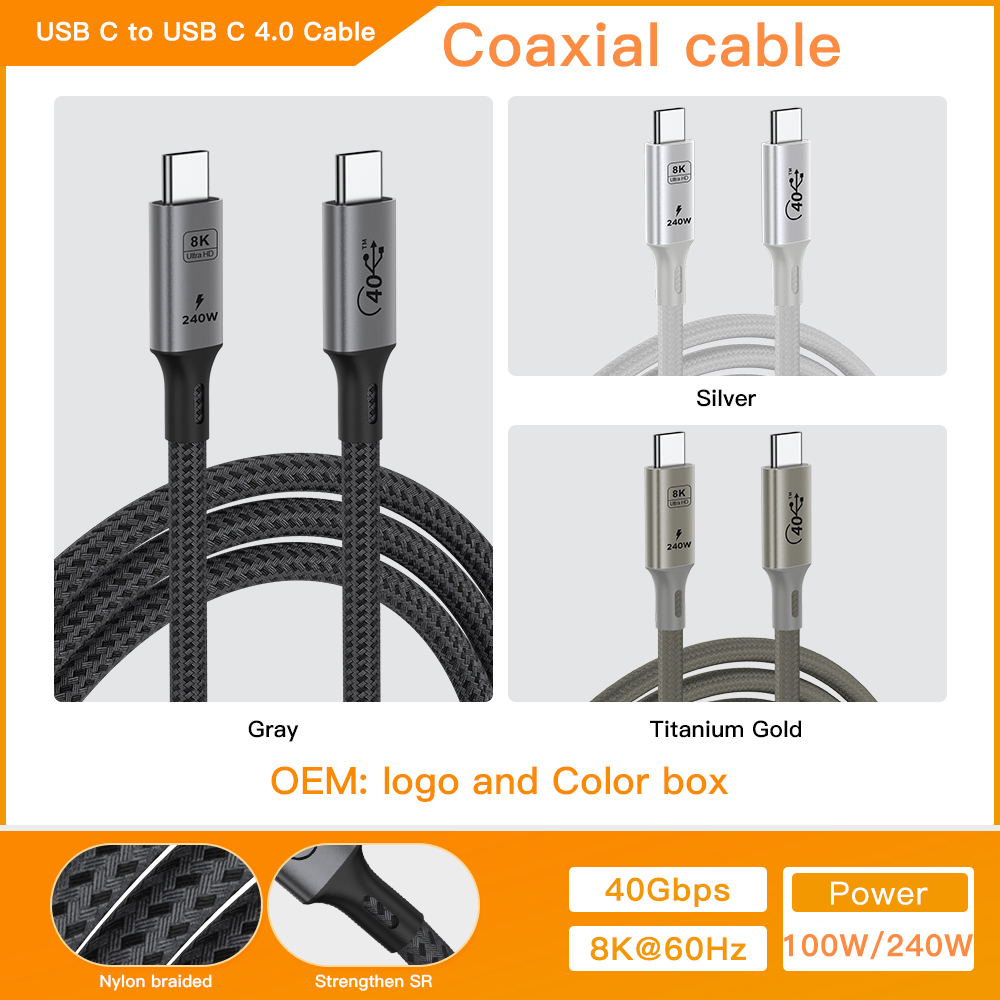 Gris [Câble coaxial C TO C 4.0 8K60Hz]