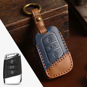 Fundas para Llaves de <span class=keywords><strong>Volkswagen</strong></span>, Passat, Golf, Magotan, de Cuero Crazy Horse y Llaveros de Cuero Genuino para Auto - Product Image 1
