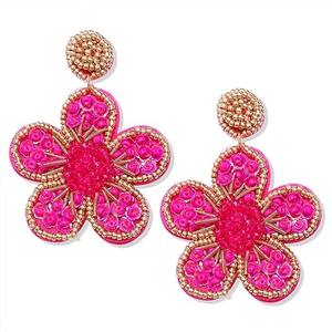 Boucles d'oreilles fleurs colorées faites à la main pour femmes Boho perlé boucles d'oreilles pendantes au meilleur prix - Product Image 3