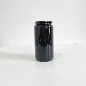 Vaso de Vidrio Reciclable de 16 oz para Cerveza o Refresco, Color Sólido Brillante, con Tapas de Plástico PP para Envolturas UV DTF, Listo para Enviar desde Almacén en EE. UU. - Product Image 3