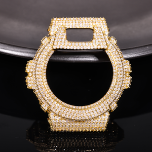 Boîtier de montre de luxe en moissanite sertie de diamants pour DW-6900, en laiton massif, avec lunette entièrement sertie de diamants, passe le testeur de diamants, accessoire de montre - Product Image 3