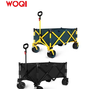 WOQI Mini chariot pliable Wagon utilitaire extérieur robuste avec roues pivotantes pour le jardinage et l'épicerie
