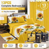 Vente en gros de parures de lit de qualité supérieure, 13 pièces, taille king, imprimées, avec poches profondes, avec rideaux assortis, Juego De Sabanas