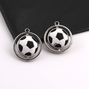 Pendentif rotatif en forme de ballon de football et de basket-ball en alliage de zinc, accessoire de bijoux DIY, breloque unisexe pour la fabrication de colliers - Product Image 4