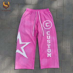 Custom Men Tracksuit Custom Logo Distressed Applique Embroidery Mens Sportswear Tracksuit Cotton Sweatsuit Hoodie <b>Sweatpants</b> <b>Set</b> - Product Image 2