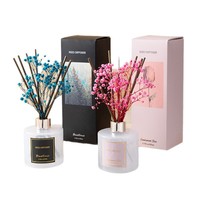 Diffuseur de parfum en verre de luxe avec fleurs séchées, parfum longue durée, diffuseur de parfum décoratif pour la maison, idéal pour offrir en cadeau