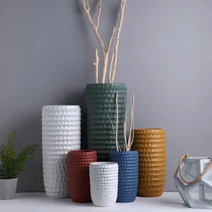 Produk Baru Sesuai Dekorasi Hotel Warna-warni Tinggi Matt Besar Vas Keramik Set untuk Lantai
