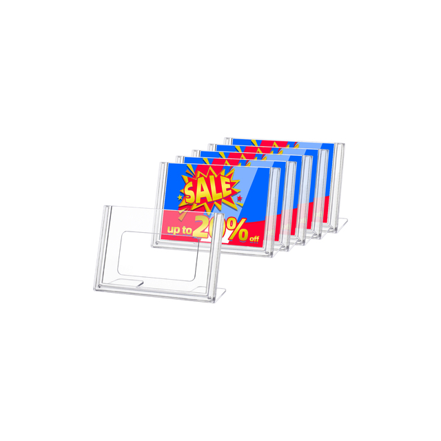 Mini Acrylic Sign Holder Small Price Display Holder L Shape Stand up Label Card Sign for Weddings Buffet Birthday Bakery