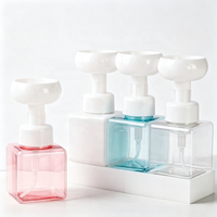 Flacon pompe carré en PETG de 250 ml, 450 ml, 650 ml pour mousse florale, distributeur de savon moussant rechargeable, bouteille de lavage mains et corps pour emballage cosmétique