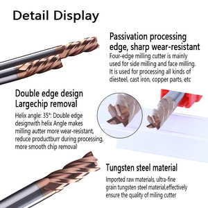 Hrc45/55/60/65 precio al por mayor personalizado 4 flauta Frase Endmill tungsteno sólido plano cuadrado fresa <span class=keywords><strong>de</strong></span> carburo - Product Image 2