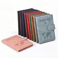 Logo Kustom Fashion PU Kulit Penutup Paspor Dompet Perjalanan Gesper Magnetik RFID Blocking Anti-Pencurian 9 Warna Kartun