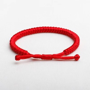 Hand-woven Red/Black Cord Adjustable Stackable Jewelry Handmade Woven Diamond Knot Red <b>Rope</b> <b>Bracelet</b> - Product Image 4