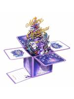 Kartu Ucapan Kreatif, ungu, rusa lucu, manusia salju, hadiah pohon Natal, tema Fairyland 3D