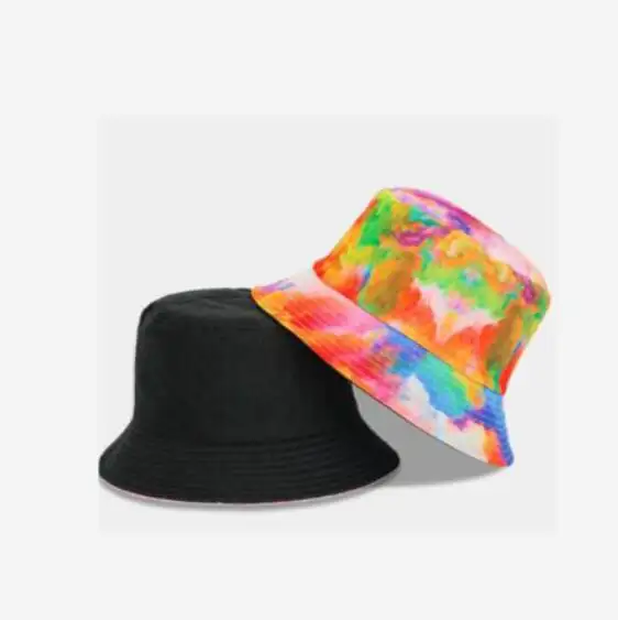 Hot Tie Dye Outdoor Bucket Hat Best-seller Random Dying Reversible 2 Sides Hats With Logo