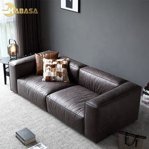 Sofá de salón de plumas de cuero Vegano para el hogar sofá tapizado seccional marrón a precio barato de lujo - Product Image 4