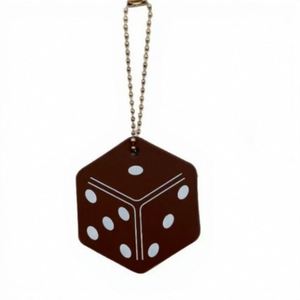 Brown/Black Square Dice Keychain Minimalist Lucky Dice <b>Bag</b> Pendant with Gold Chain Casual Hip Hop Style <b>Key</b> <b>Ring</b> for Women Men - Product Image 4