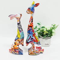 Statue d'éléphant en art coloré personnalisé, sculpture, figurine de collection, idée cadeau, décoration de bureau à domicile, statue d'éléphant graffiti